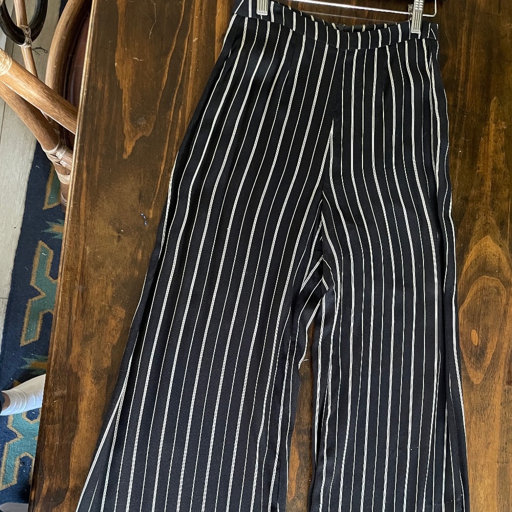 Reformation wide leg stripe trousers